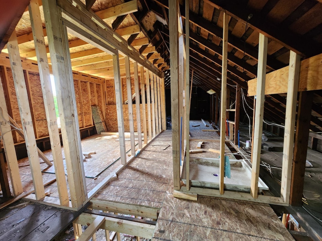 view of unfinished attic