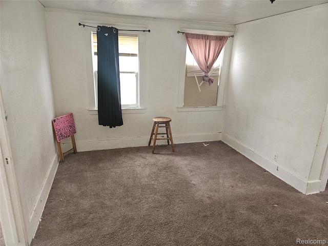 65 Portage St, Highland Park, MI 48203 - spare room with dark colored carpet, baseboards, and ornamental molding