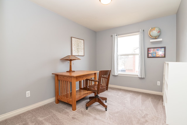 office featuring light colored carpet