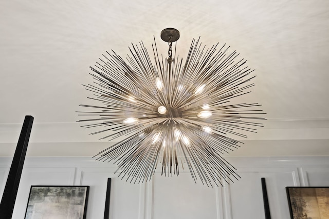 interior details with an inviting chandelier