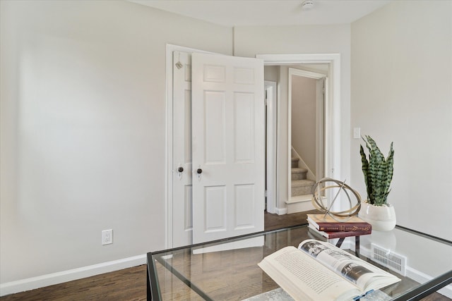 office featuring dark wood-type flooring