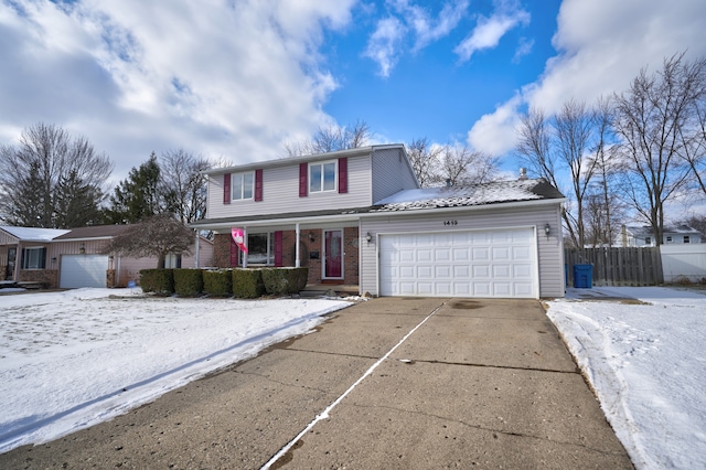 view of front property with a garage