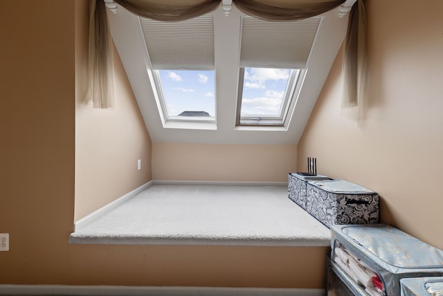 additional living space with carpet and a skylight