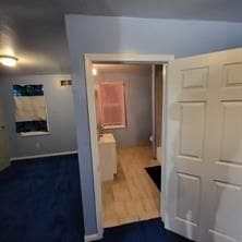 hall featuring dark wood-type flooring