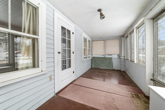 view of unfurnished sunroom