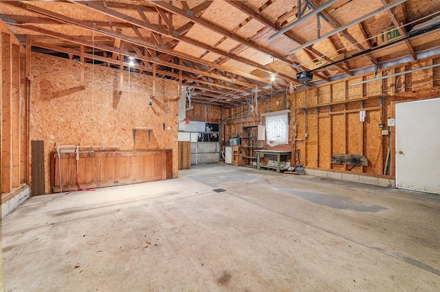 garage with a garage door opener