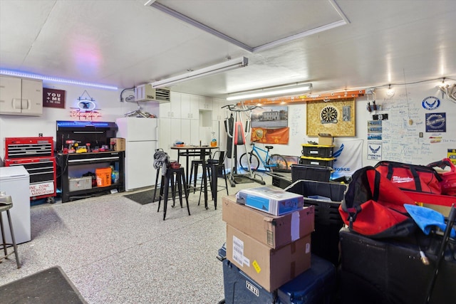 garage featuring white refrigerator