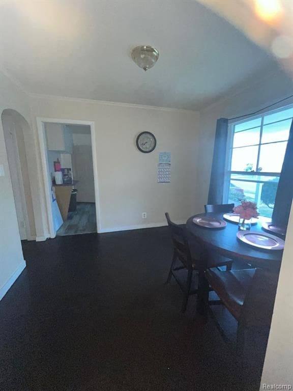 dining area featuring ornamental molding