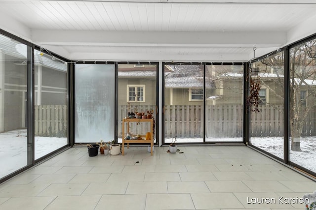 view of unfurnished sunroom