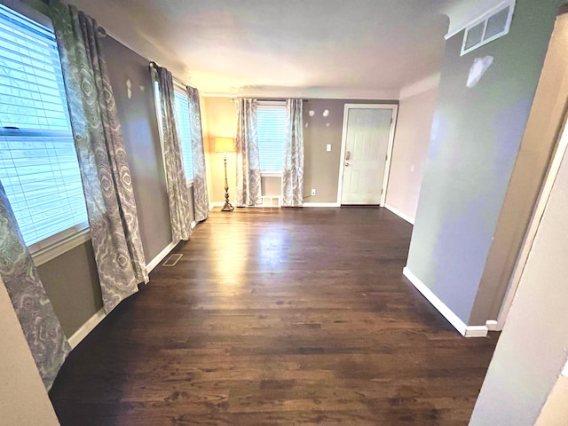 hallway featuring dark hardwood / wood-style flooring