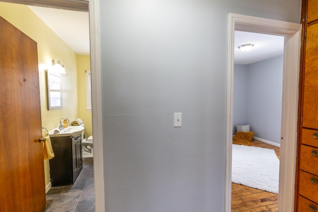 hallway with sink