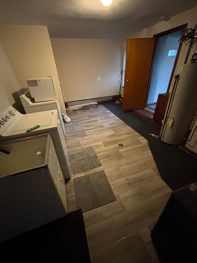 22810 E 13 Mile Rd, Saint Clair Shores, MI 48082 - washroom with water heater and wood finished floors