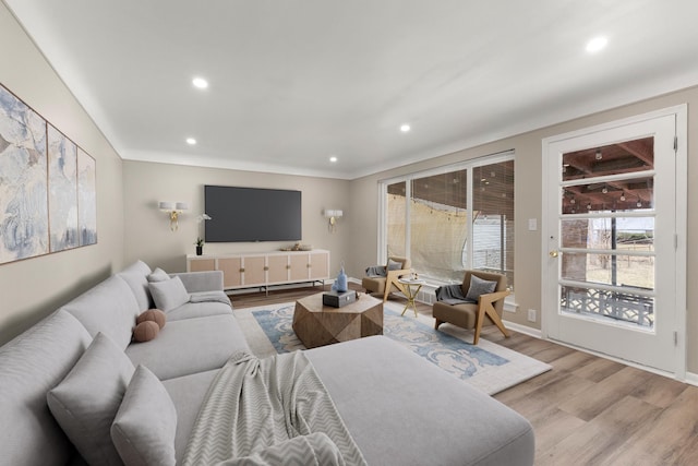 living room featuring light hardwood / wood-style floors