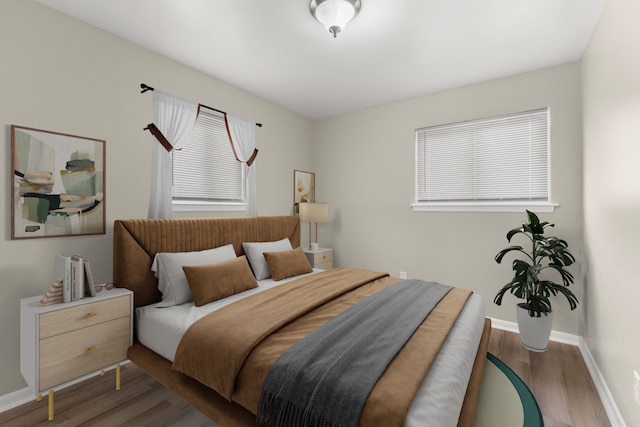 bedroom featuring dark hardwood / wood-style floors