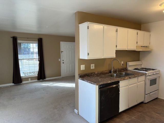 kitchen with sink, white cabinets, gas range gas stove, and dishwasher