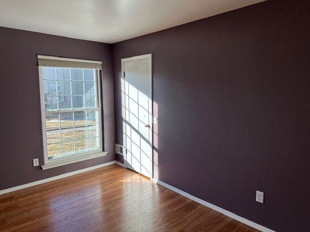 spare room featuring wood-type flooring