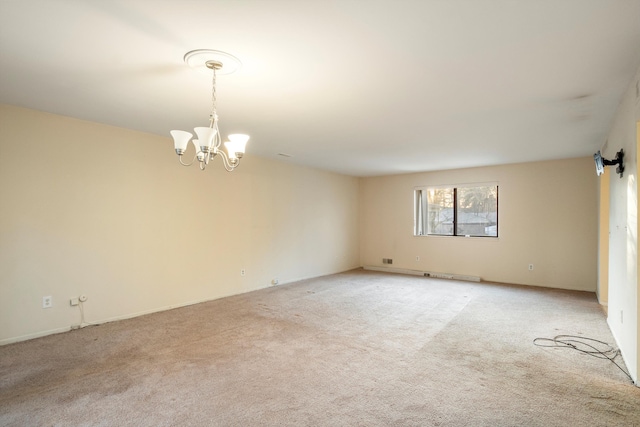26889 Farmbrook Villa Dr, Southfield, MI 48034 - unfurnished room featuring a chandelier and light colored carpet