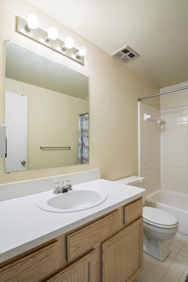 26889 Farmbrook Villa Dr, Southfield, MI 48034 - bathroom with vanity, tile patterned floors, and shower / bathtub combination with curtain