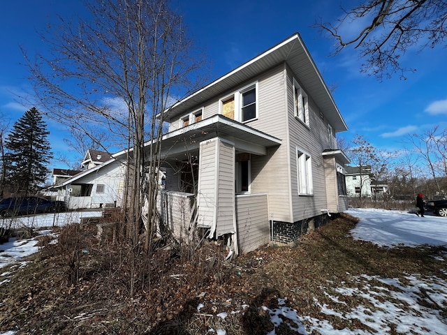 view of snowy exterior