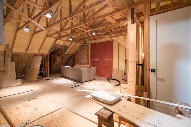 view of unfinished attic