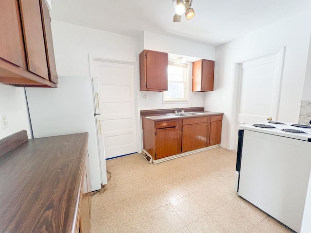 kitchen featuring sink and white appliances