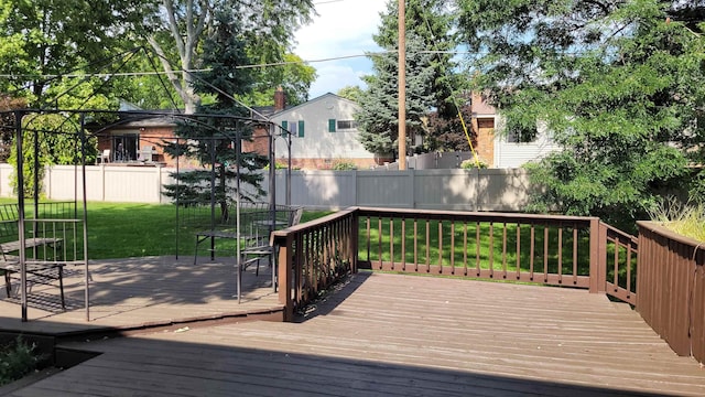 deck with a yard