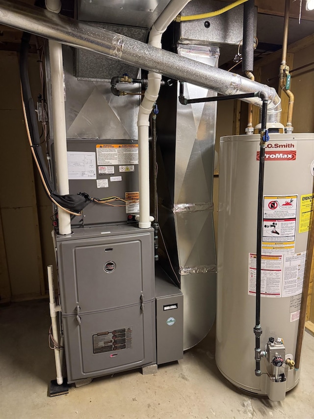utility room with gas water heater