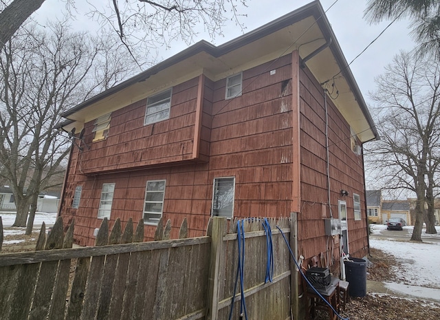 view of snow covered exterior