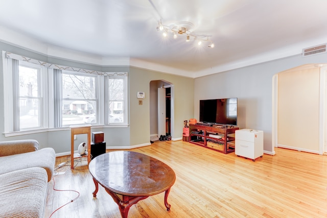 living room featuring light hardwood / wood-style flooring