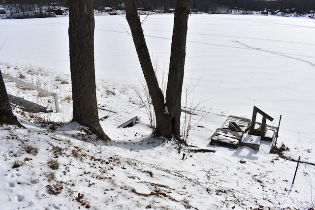 view of yard layered in snow