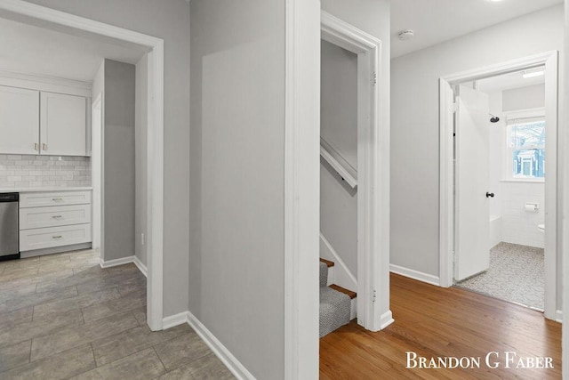 corridor featuring light hardwood / wood-style flooring