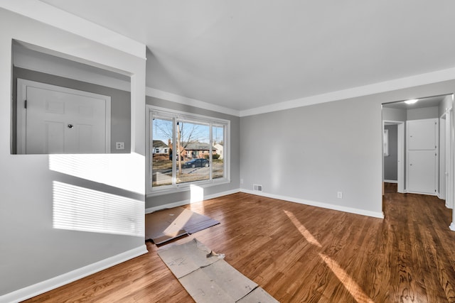 unfurnished living room featuring dark hardwood / wood-style floors