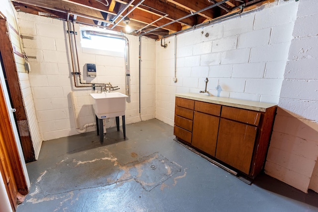 basement featuring sink