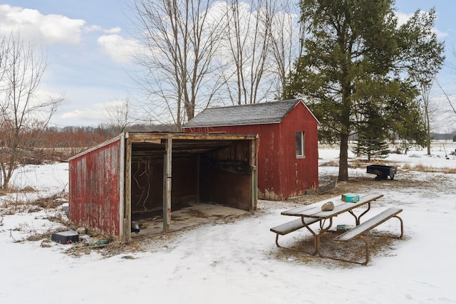 view of snow covered structure