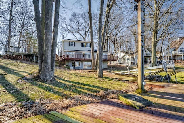 exterior space featuring a residential view and a deck