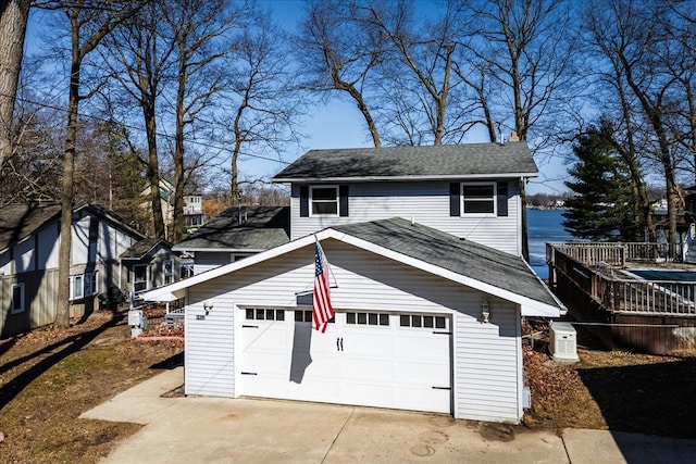 view of detached garage