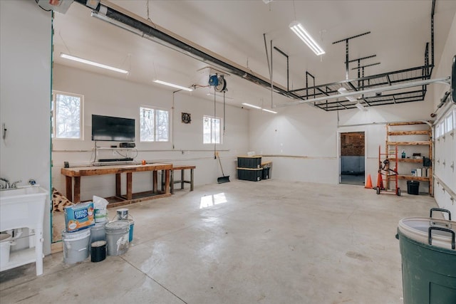 garage with a sink