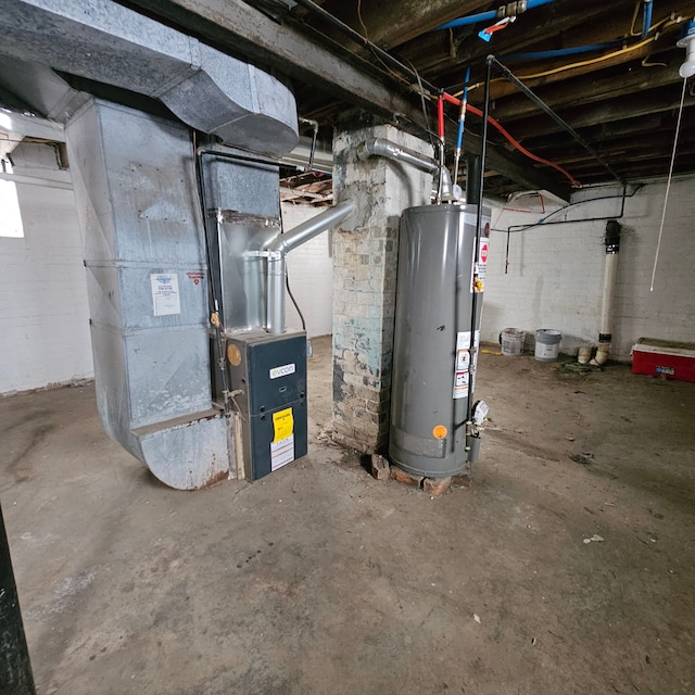 utilities with gas water heater and heating unit