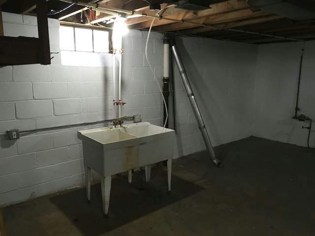 basement with sink