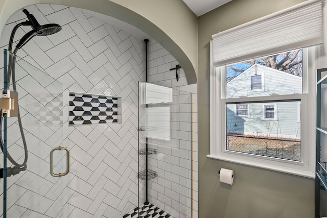 bathroom featuring walk in shower