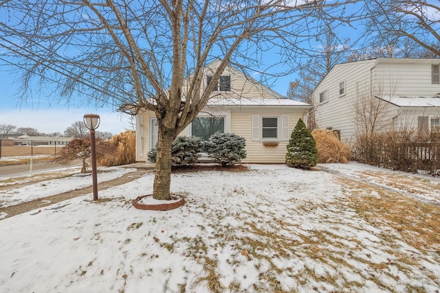 view of snow covered property