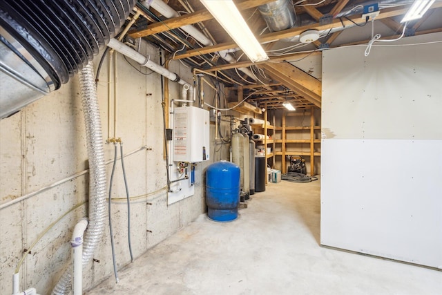 basement featuring water heater