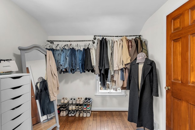 walk in closet featuring light hardwood / wood-style floors