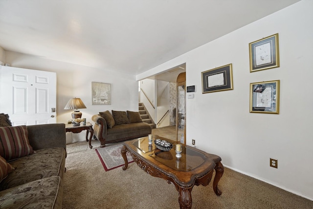 living room with carpet floors