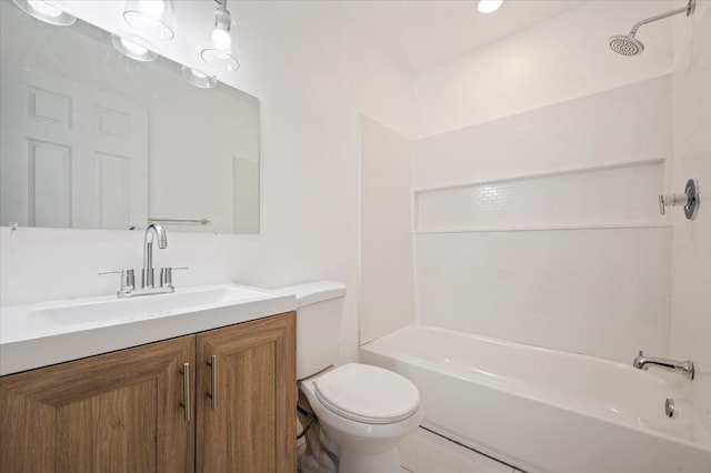 full bathroom with shower / washtub combination, toilet, and vanity