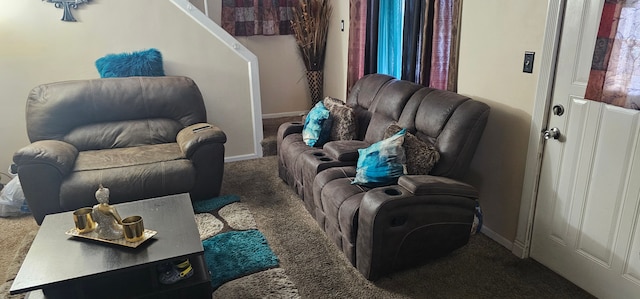 living room featuring carpet