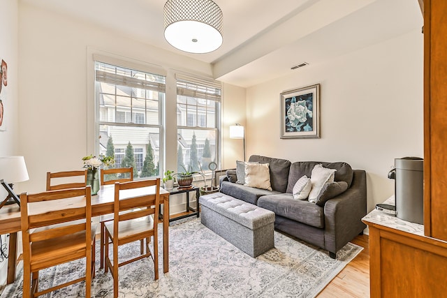 living room featuring light hardwood / wood-style floors