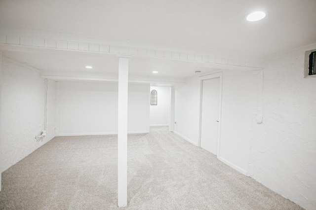 basement with carpet