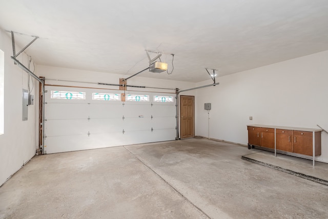 garage with a garage door opener