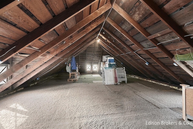 view of unfinished attic